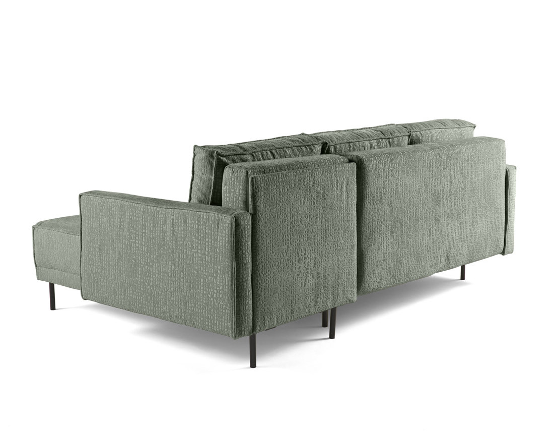 Canapé d'angle convertible avec coffre en tissu velours relief Charlie