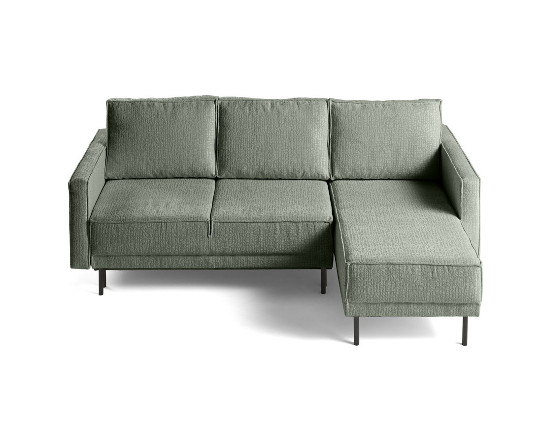 Canapé d'angle convertible avec coffre en tissu velours relief Charlie