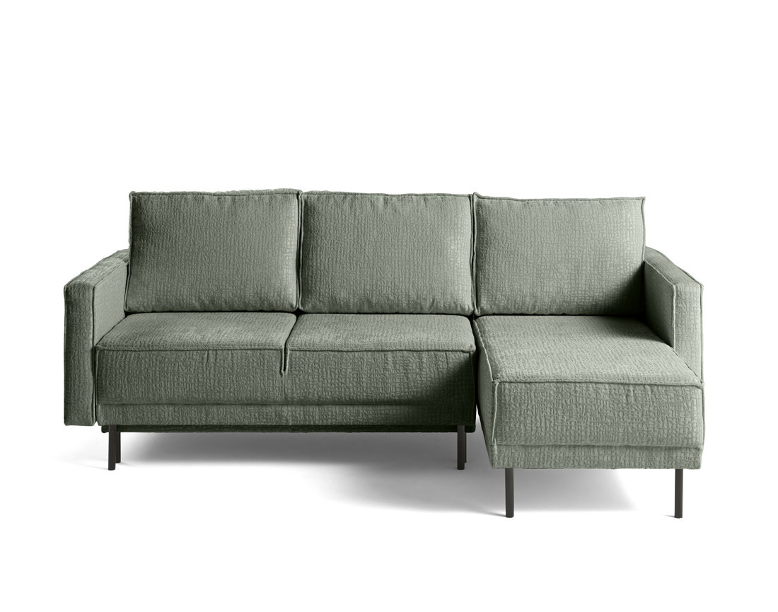 Canapé d'angle convertible avec coffre en tissu velours relief Charlie