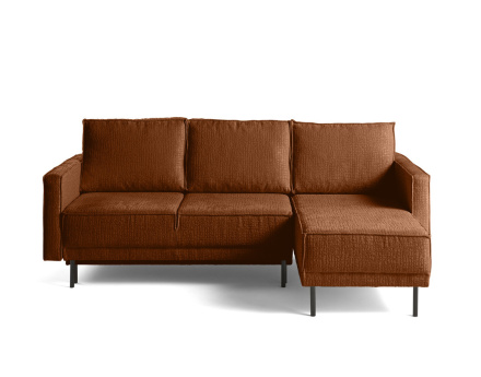 Canapé d'angle convertible avec coffre en tissu velours relief Charlie