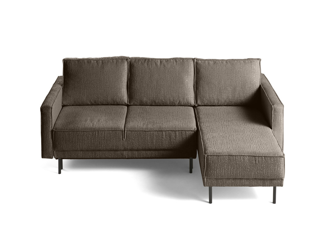 Canapé d'angle convertible avec coffre en tissu velours relief Charlie