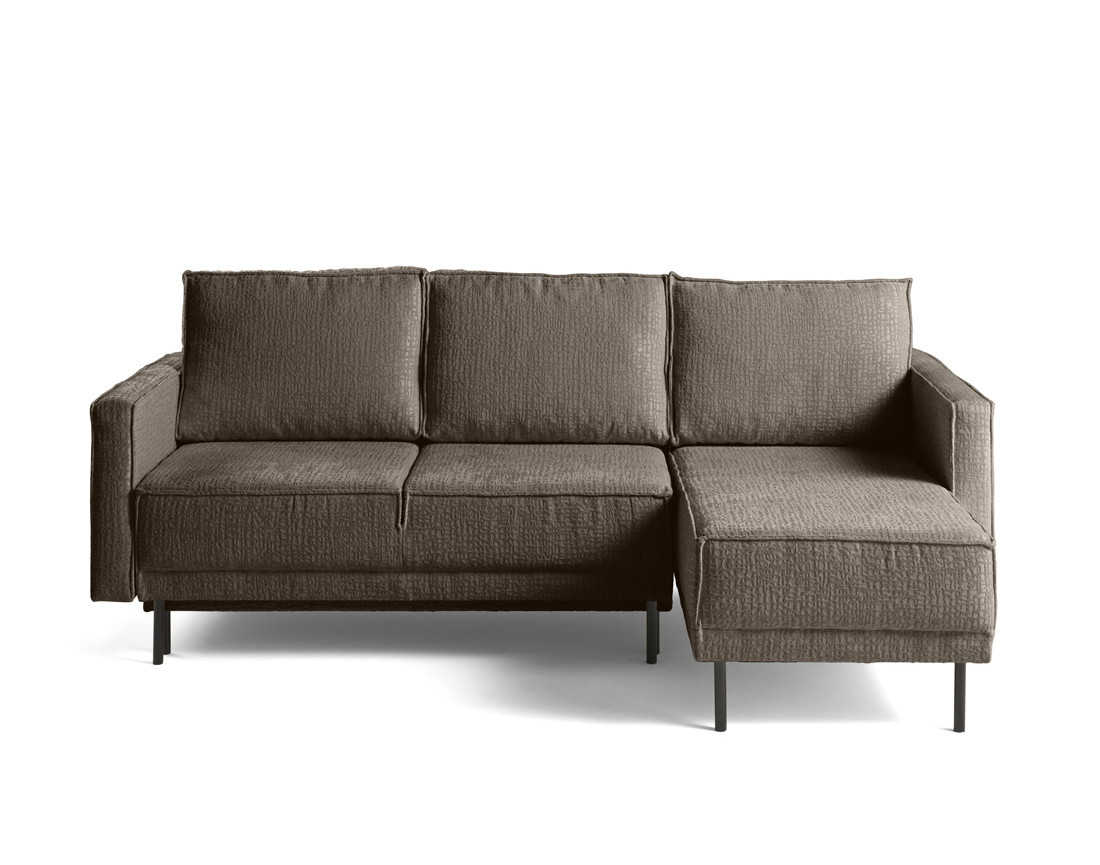 Canapé d'angle convertible avec coffre en tissu velours relief Charlie