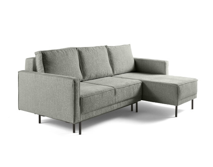 Canapé d'angle convertible avec coffre en tissu velours relief Charlie