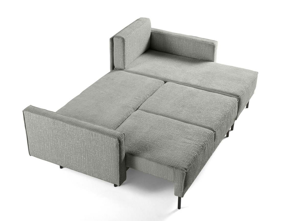 Canapé d'angle convertible avec coffre en tissu velours relief Charlie