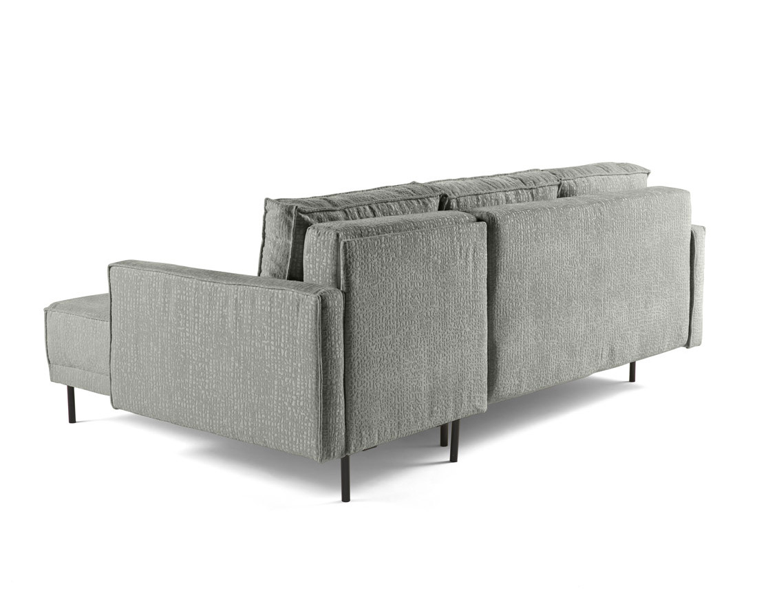 Canapé d'angle convertible avec coffre en tissu velours relief Charlie