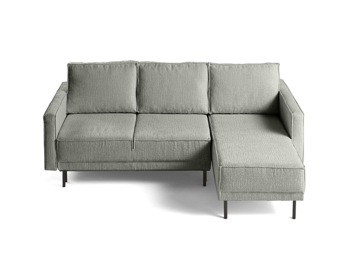 Canapé d'angle convertible avec coffre en tissu velours relief Charlie