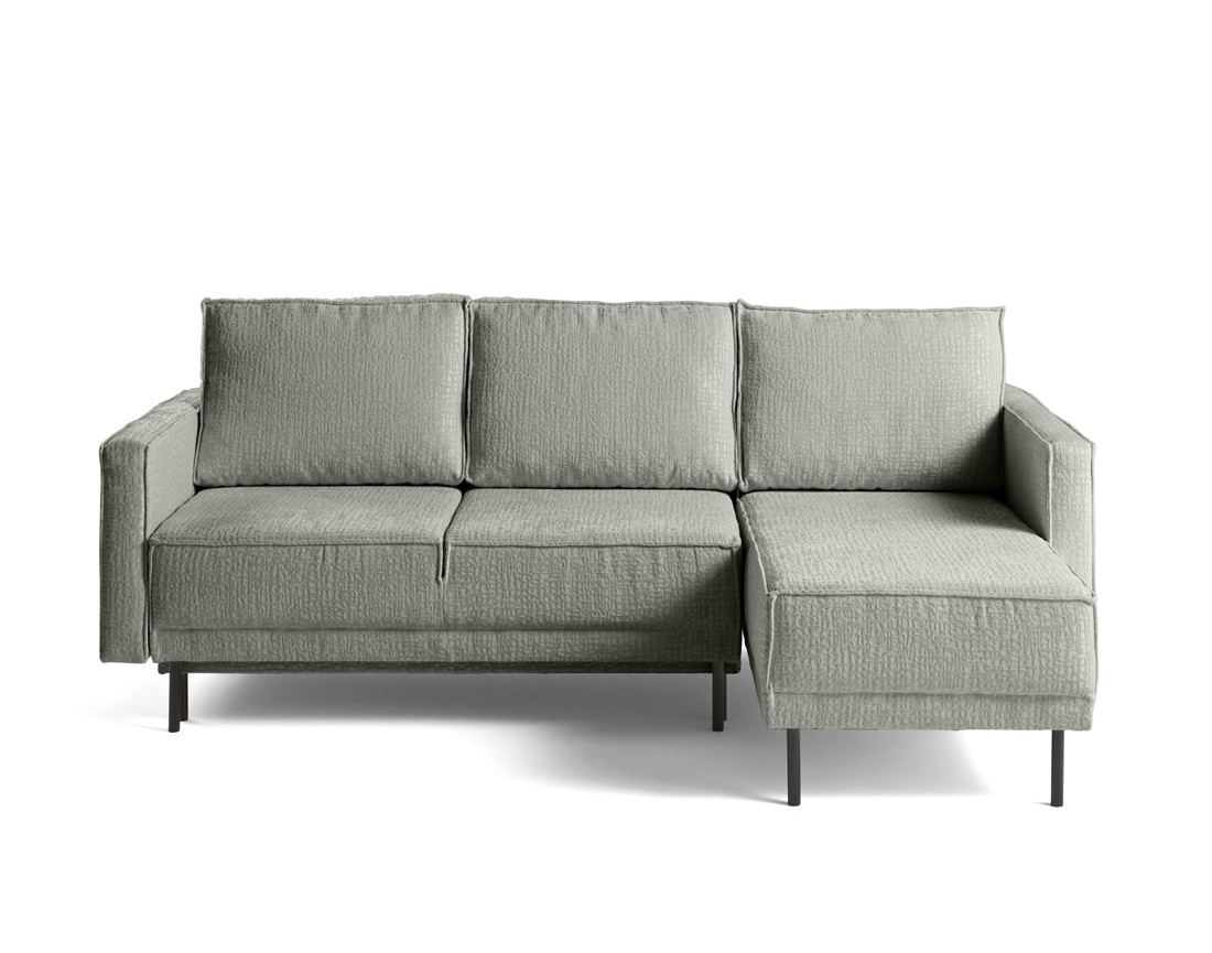 Canapé d'angle convertible avec coffre en tissu velours relief Charlie