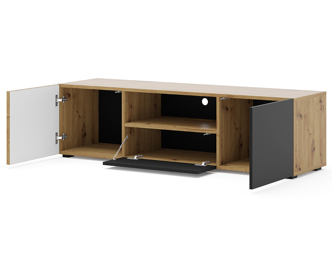 Meuble TV bois et noir 150 cm Ozzy
