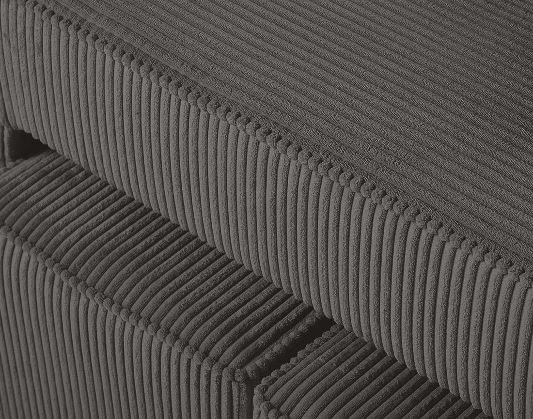 Canapé d'angle convertible en velours côtelé avec poufs Topaze