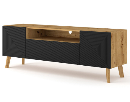 Meuble TV bois et noir 160 cm Velato