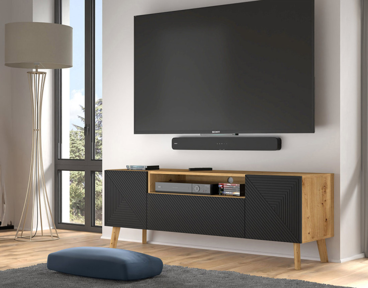 Meuble TV bois et noir 3...
