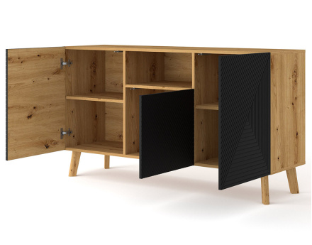 Buffet bas bois et noir 146 cm Velato