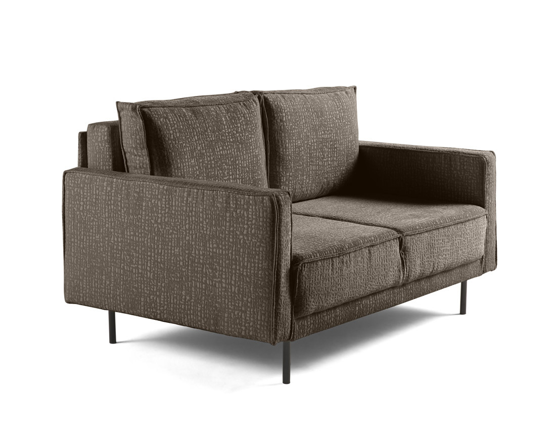 Canapé droit 2 places en tissu velours relief Charlie