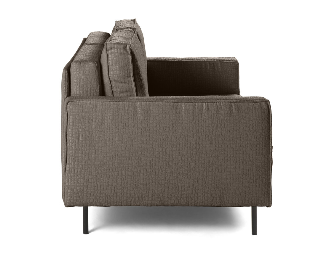 Canapé droit 2 places en tissu velours relief Charlie