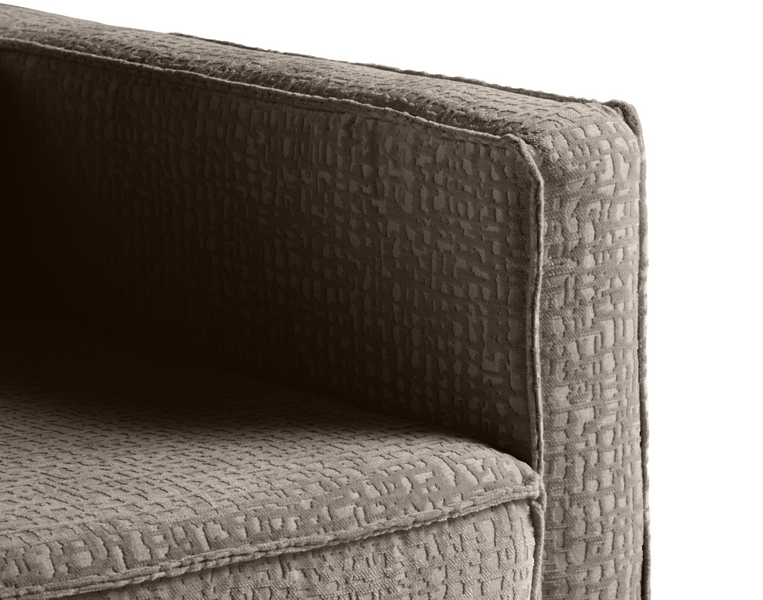 Canapé droit 2 places en tissu velours relief Charlie