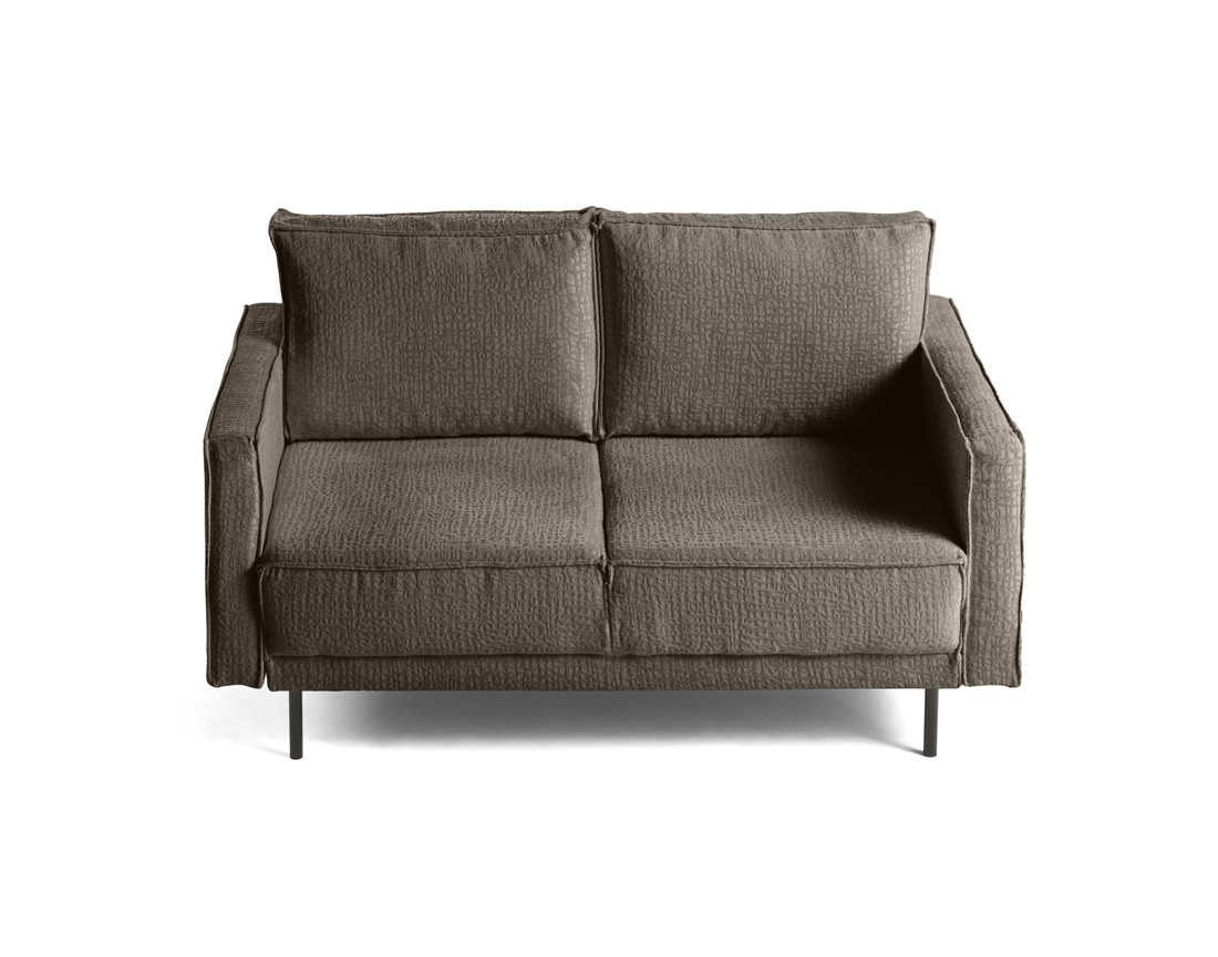 Canapé droit 2 places en tissu velours relief Charlie