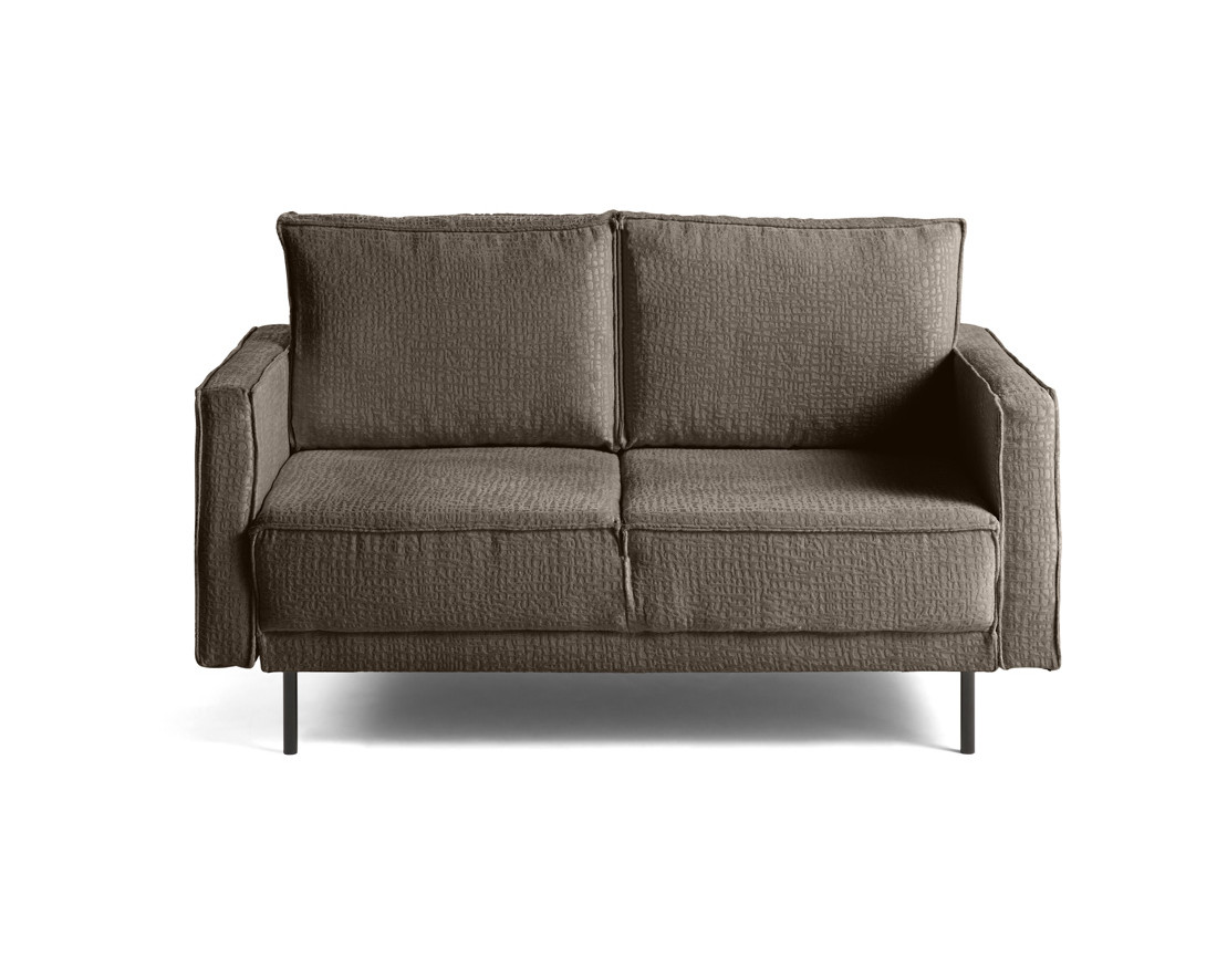 Canapé droit 2 places en tissu velours relief Charlie