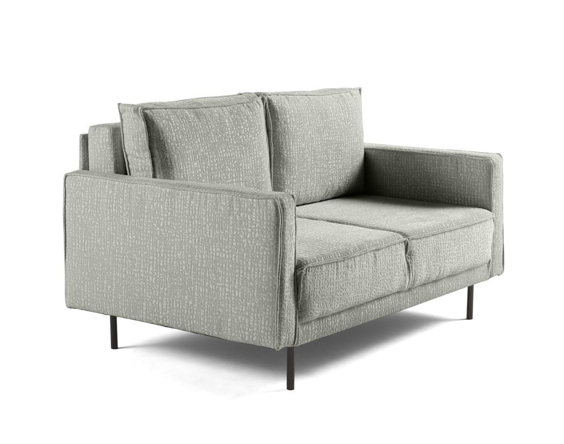 Canapé droit 2 places en tissu velours relief Charlie