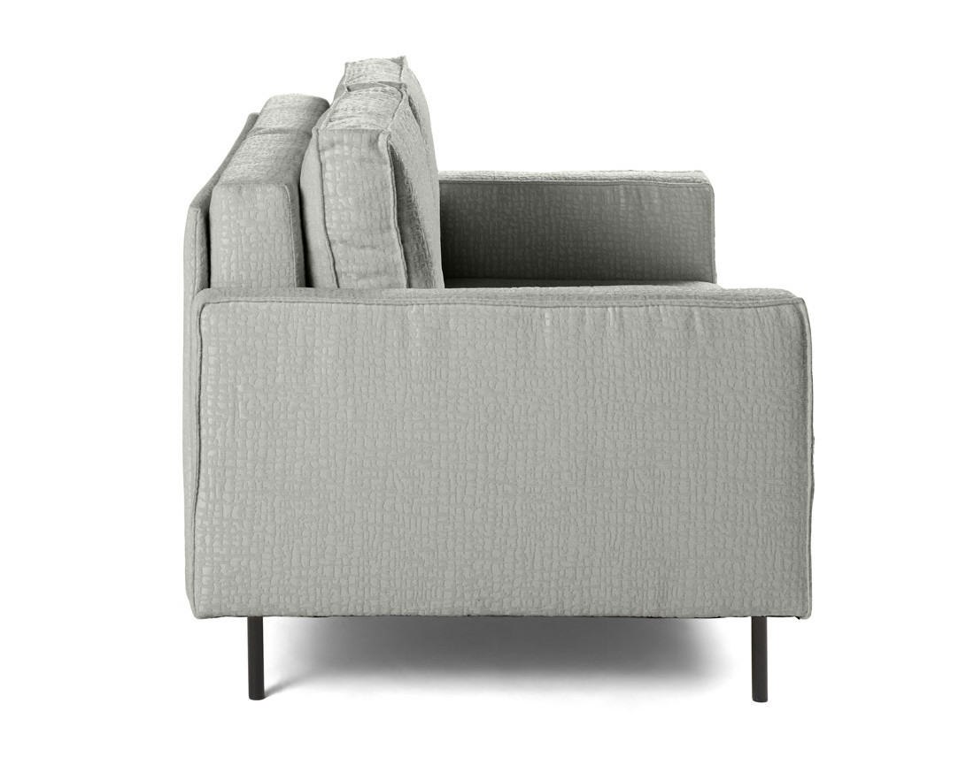 Canapé droit 2 places en tissu velours relief Charlie