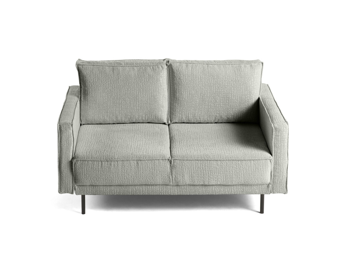 Canapé droit 2 places en tissu velours relief Charlie