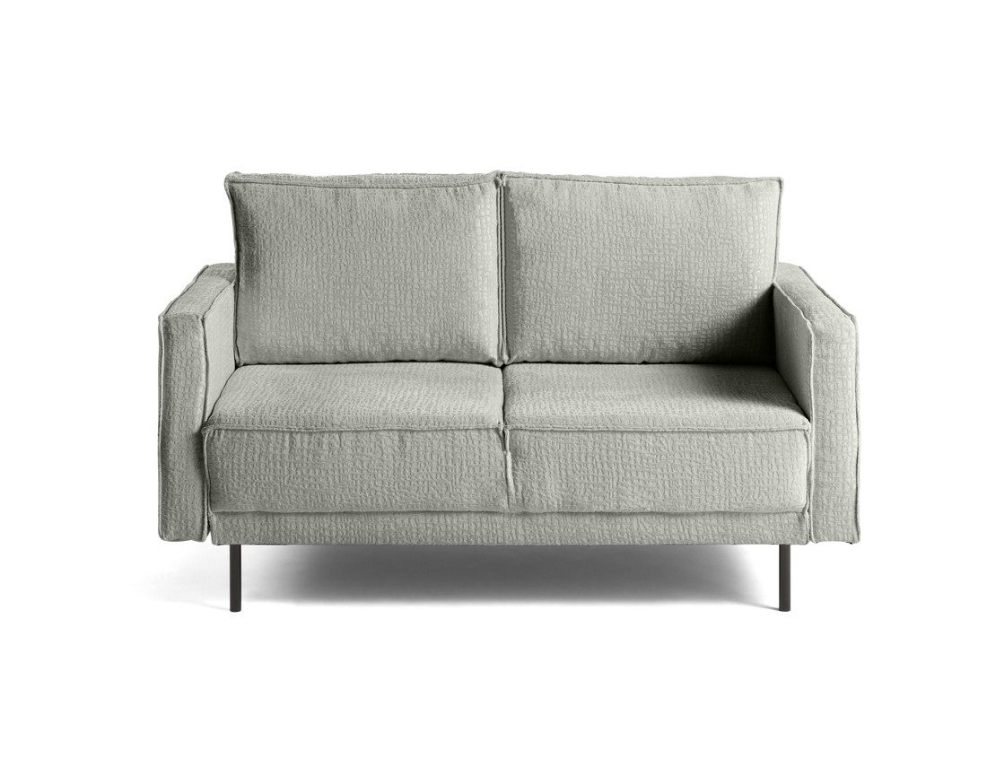 Canapé droit 2 places en tissu velours relief Charlie