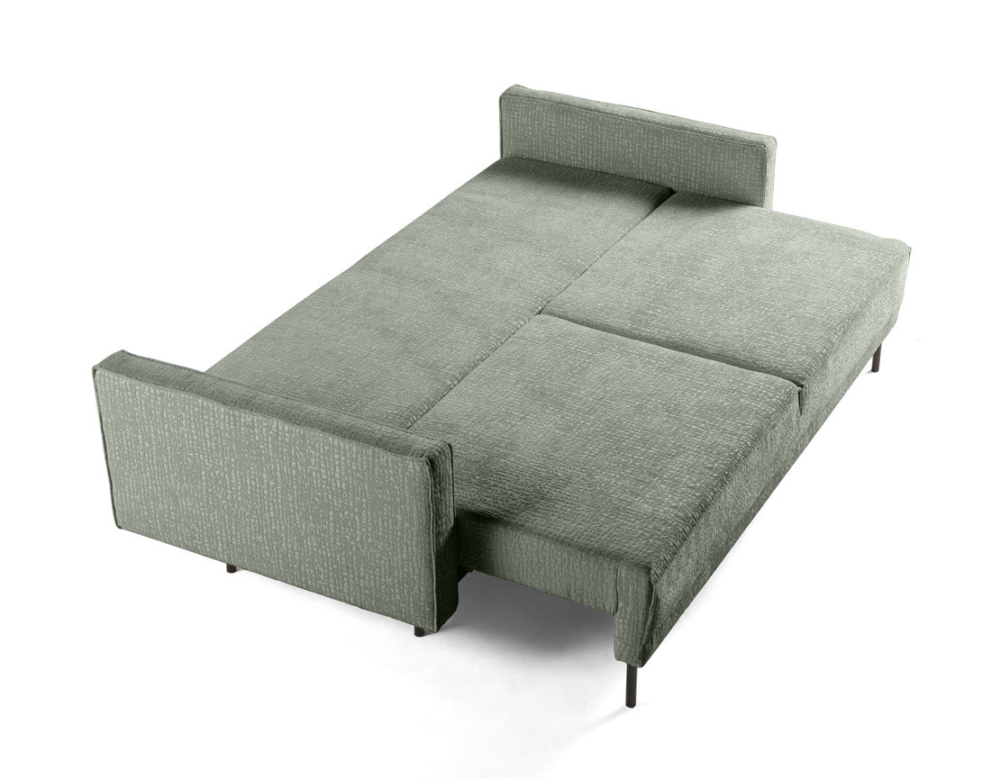 Canapé droit 3 places convertible avec coffre en tissu velours relief Charlie