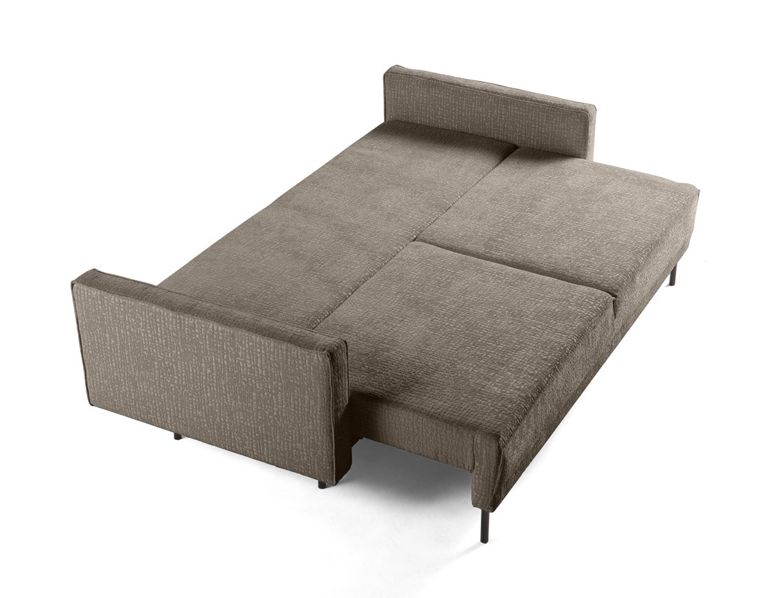 Canapé droit 3 places convertible avec coffre en tissu velours relief Charlie