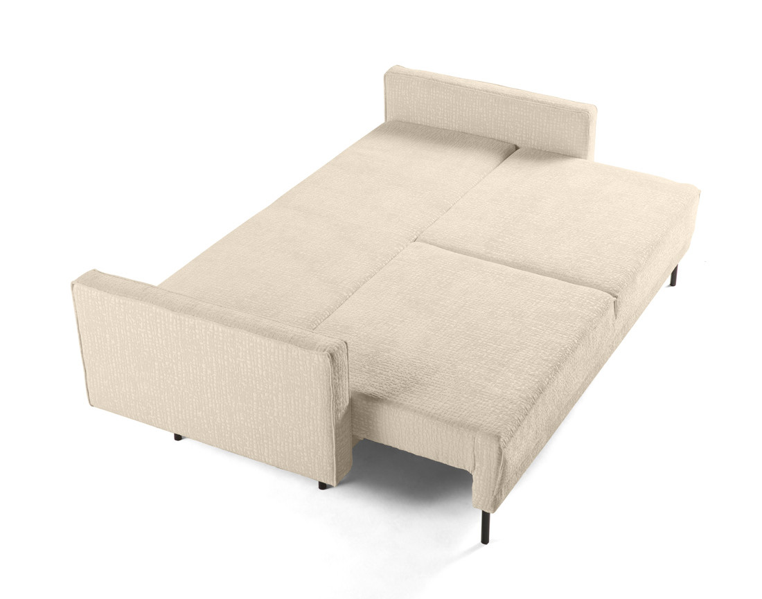 Canapé droit 3 places convertible avec coffre en tissu velours relief Charlie