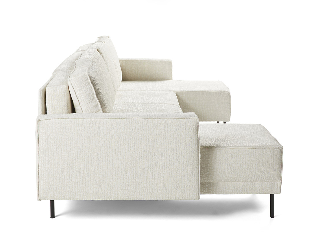 Canapé panoramique convertible coffre en tissu velours relief Charlie