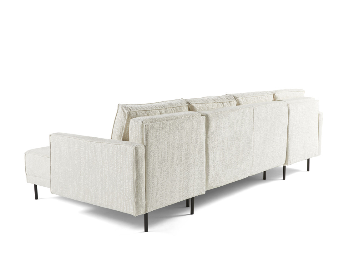 Canapé panoramique convertible coffre en tissu velours relief Charlie