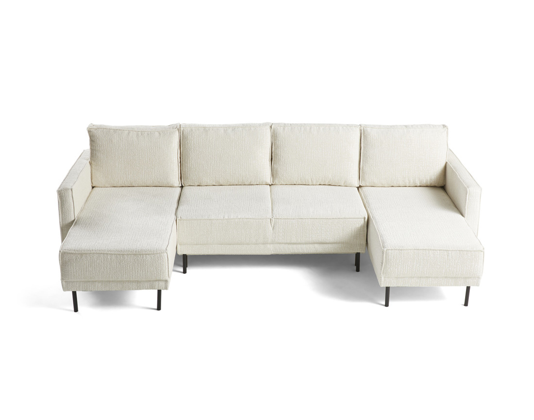 Canapé panoramique convertible coffre en tissu velours relief Charlie