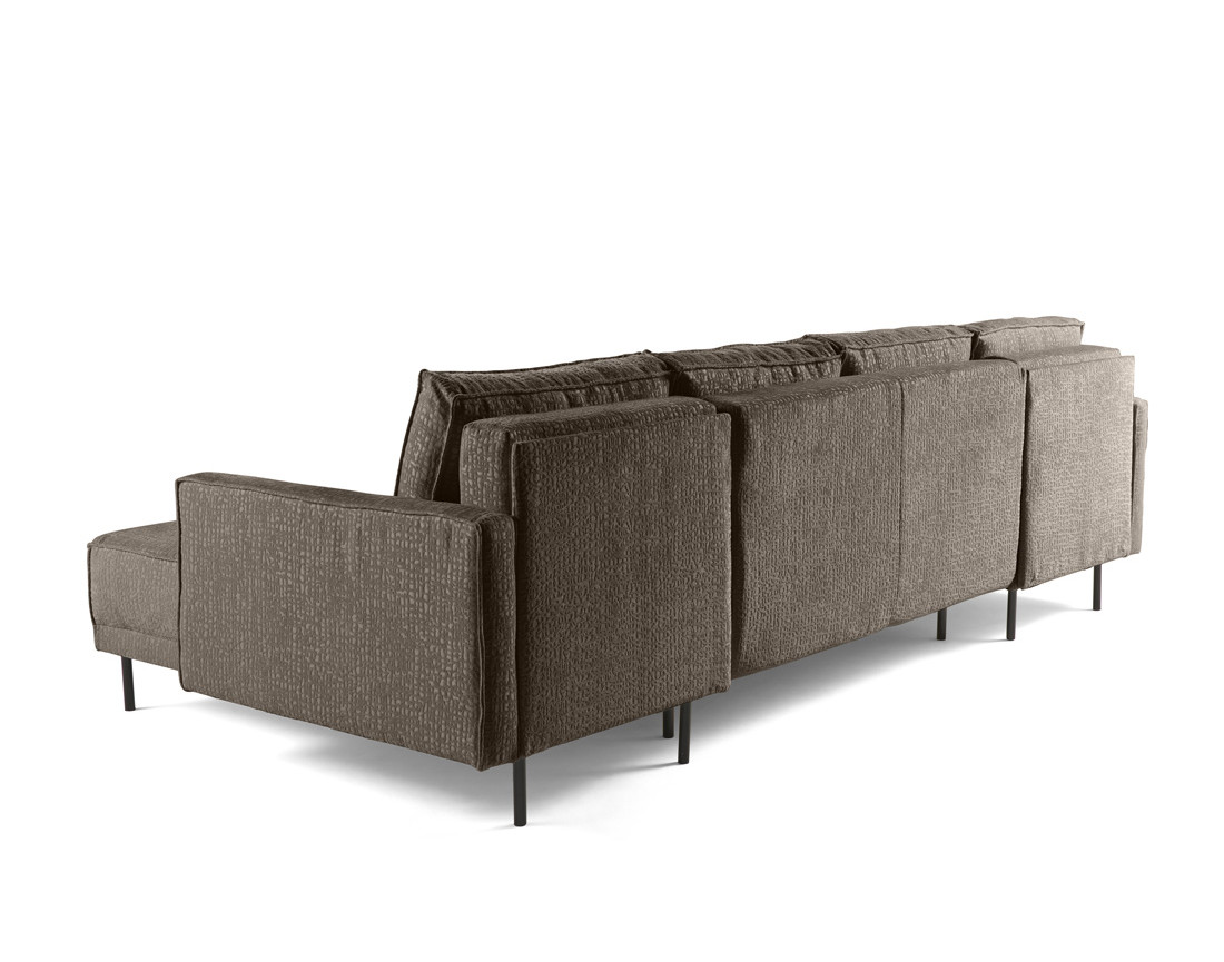 Canapé panoramique convertible coffre en tissu velours relief Charlie