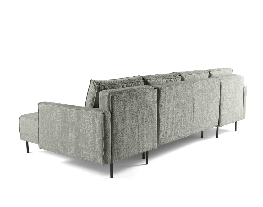 Canapé panoramique convertible coffre en tissu velours relief Charlie