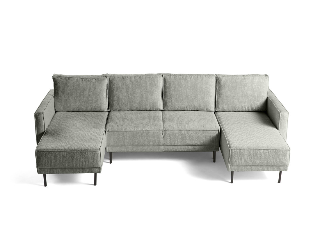 Canapé panoramique convertible coffre en tissu velours relief Charlie