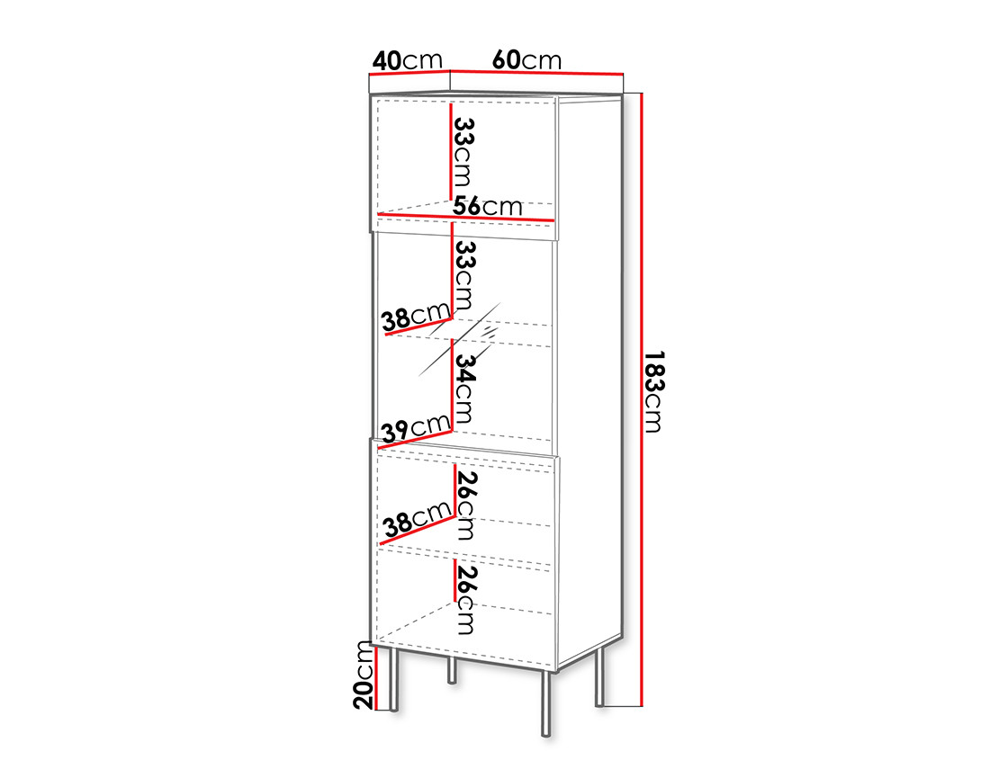 Vitrine bois 1 porte 183 cm Franco