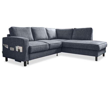 Canapé d'angle droit 5 places convertible en tissu Molly