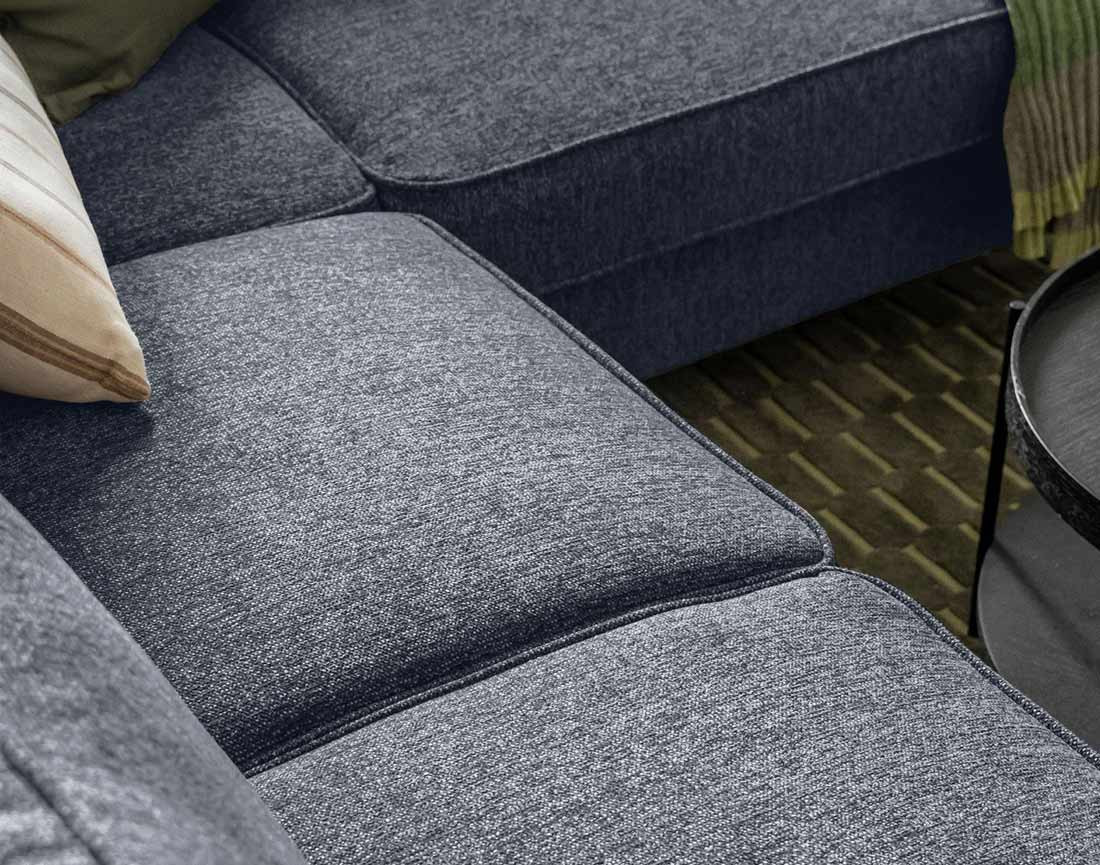 Canapé d'angle droit 5 places convertible en tissu Molly