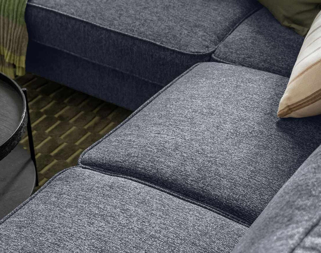Canapé d'angle gauche 5 places convertible en tissu Molly