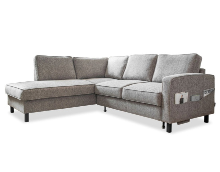 Canapé d'angle gauche 5 places convertible en tissu Molly
