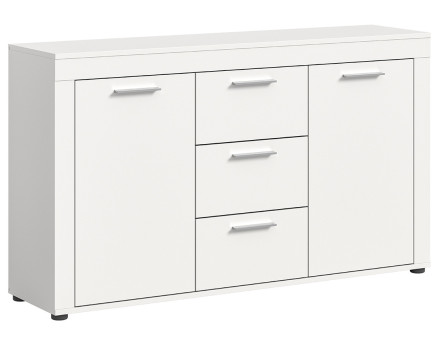 Buffet bas blanc 3 tiroirs et 2 portes 125 cm Stafford
