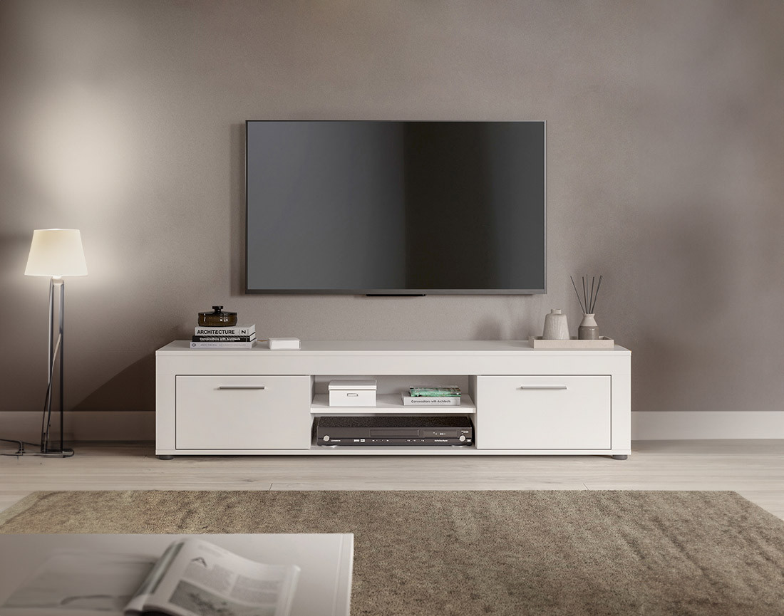 Meuble TV blanc 160 cm Stafford