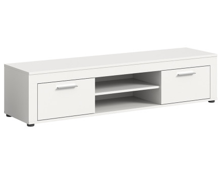 Meuble TV blanc 2 portes et 2 niches 160 cm Stafford