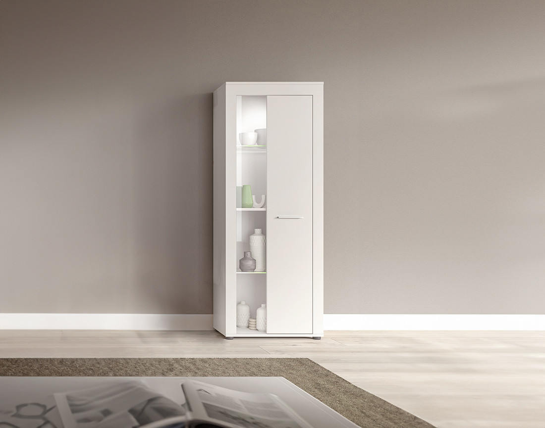 Vitrine blanc 2 portes 60x159 cm Stafford
