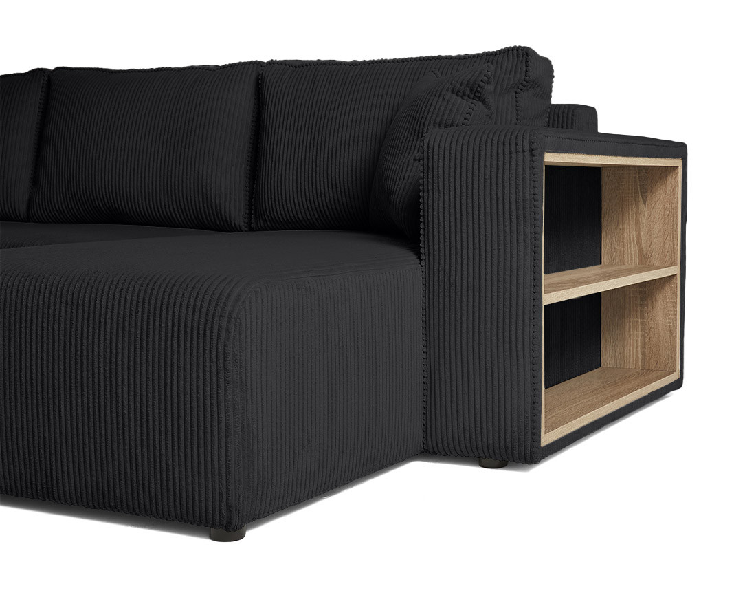 Canapé d'angle convertible en velours côtelé avec poufs Topaze