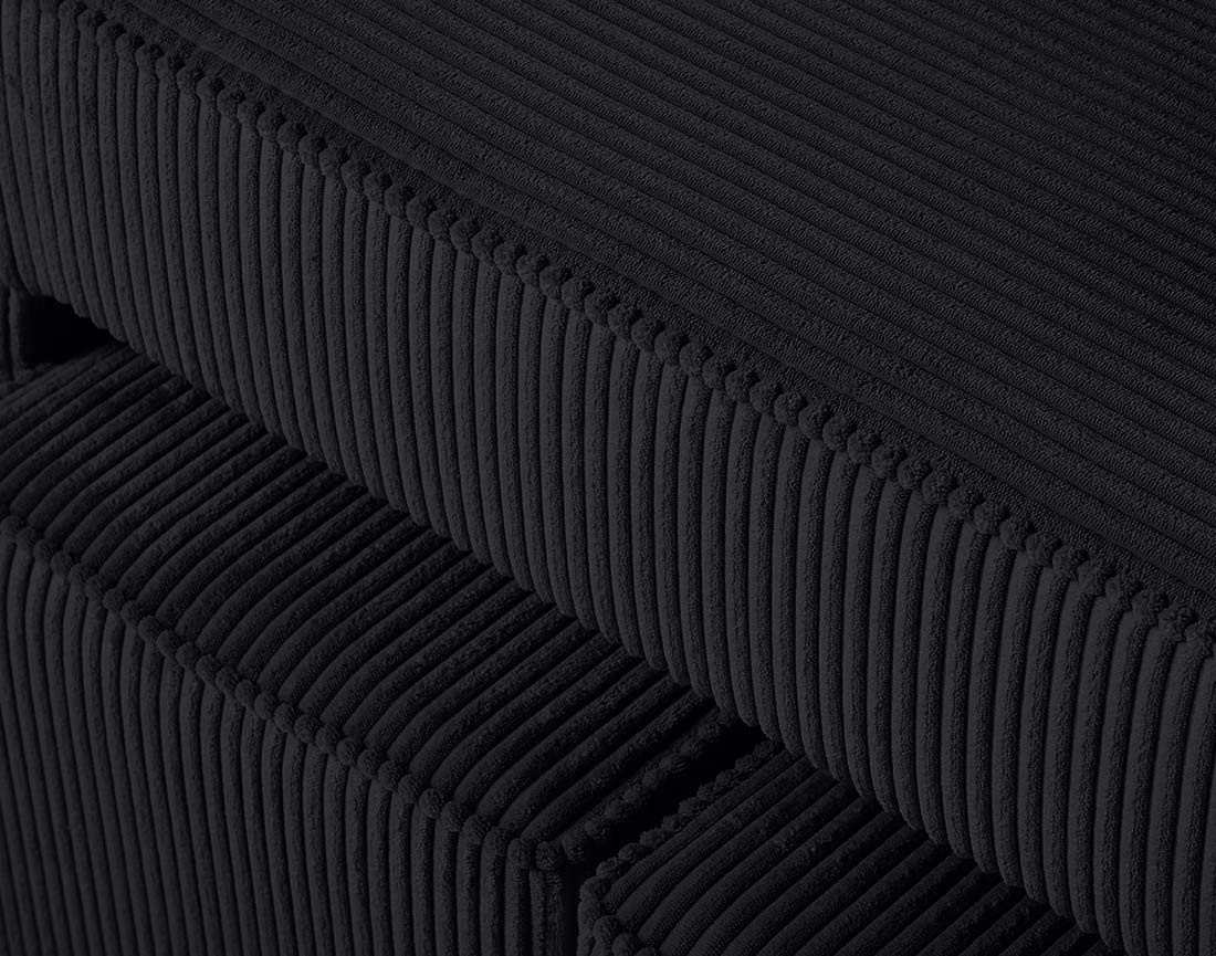 Canapé d'angle convertible en velours côtelé avec poufs Topaze