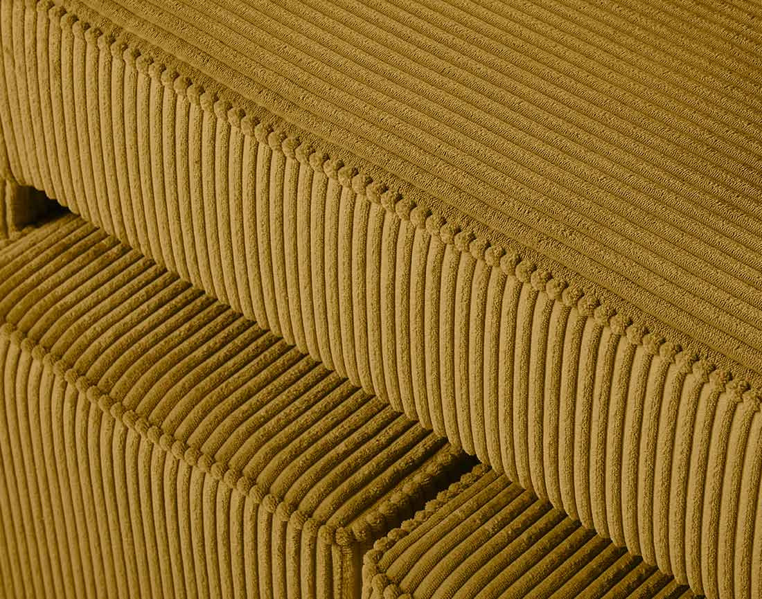 Canapé d'angle convertible en velours côtelé avec poufs Topaze