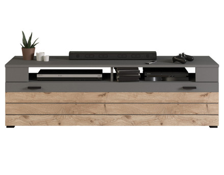 Meuble TV gris et bois 1 porte 140 cm Wexford