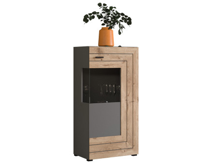 Vitrine gris et bois 60x117 cm Wexford