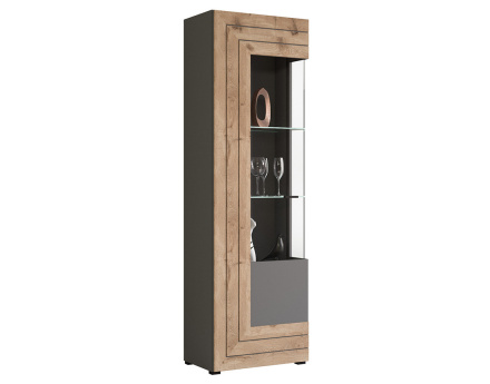 Vitrine gris et bois 60x194 cm Wexford