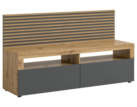 Meuble TV bois et gris 2 portes 160 cm Brentford